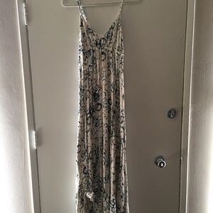 White & Blue Bohemian Maxi Dress
